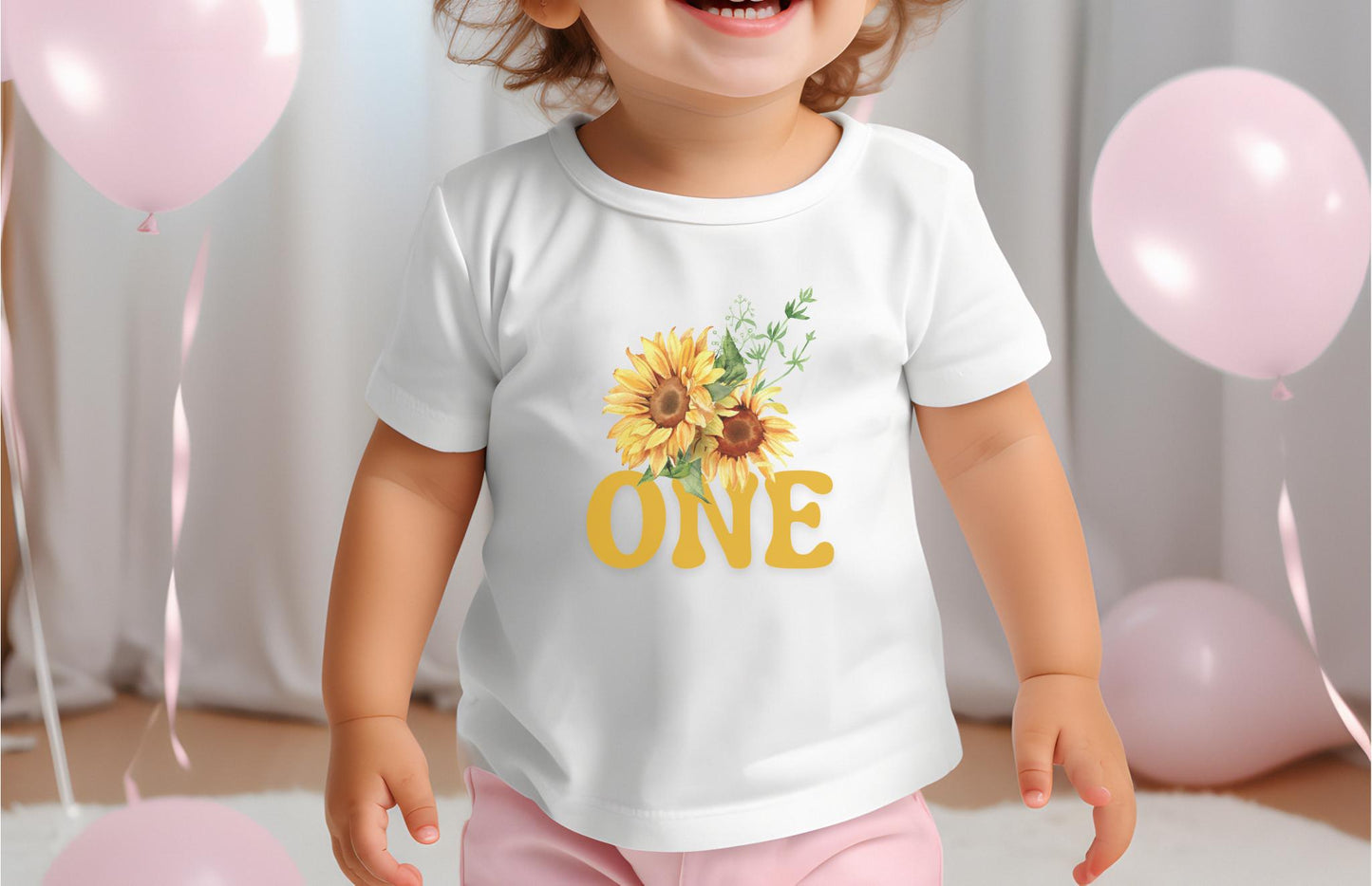 Sunflower First Birthday Family Matching Shirts: Girl 1st Birthday Floral Summer Fall Outfit