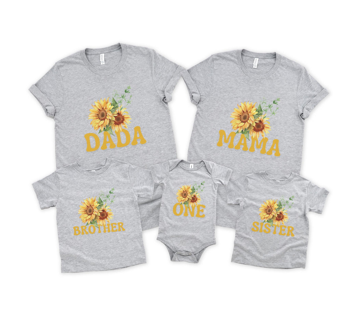 Sunflower First Birthday Family Matching Shirts: Girl 1st Birthday Floral Summer Fall Outfit