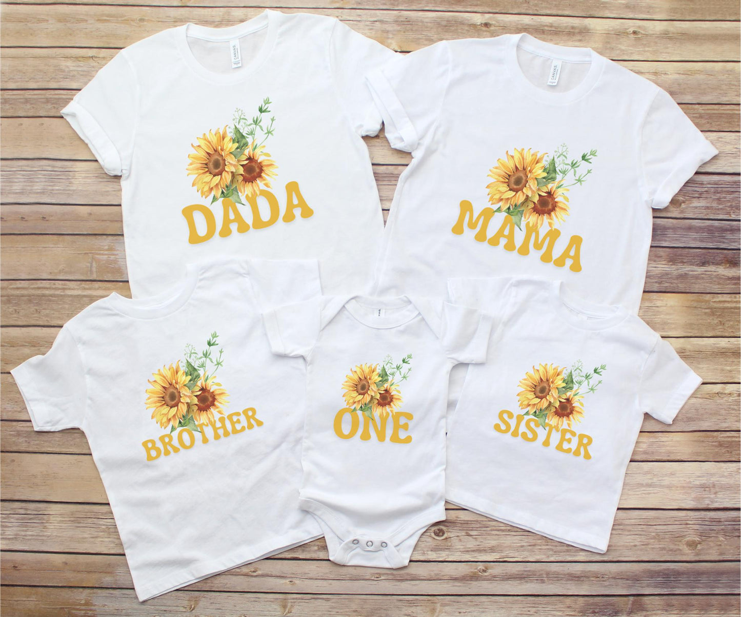 Sunflower First Birthday Family Matching Shirts: Girl 1st Birthday Floral Summer Fall Outfit