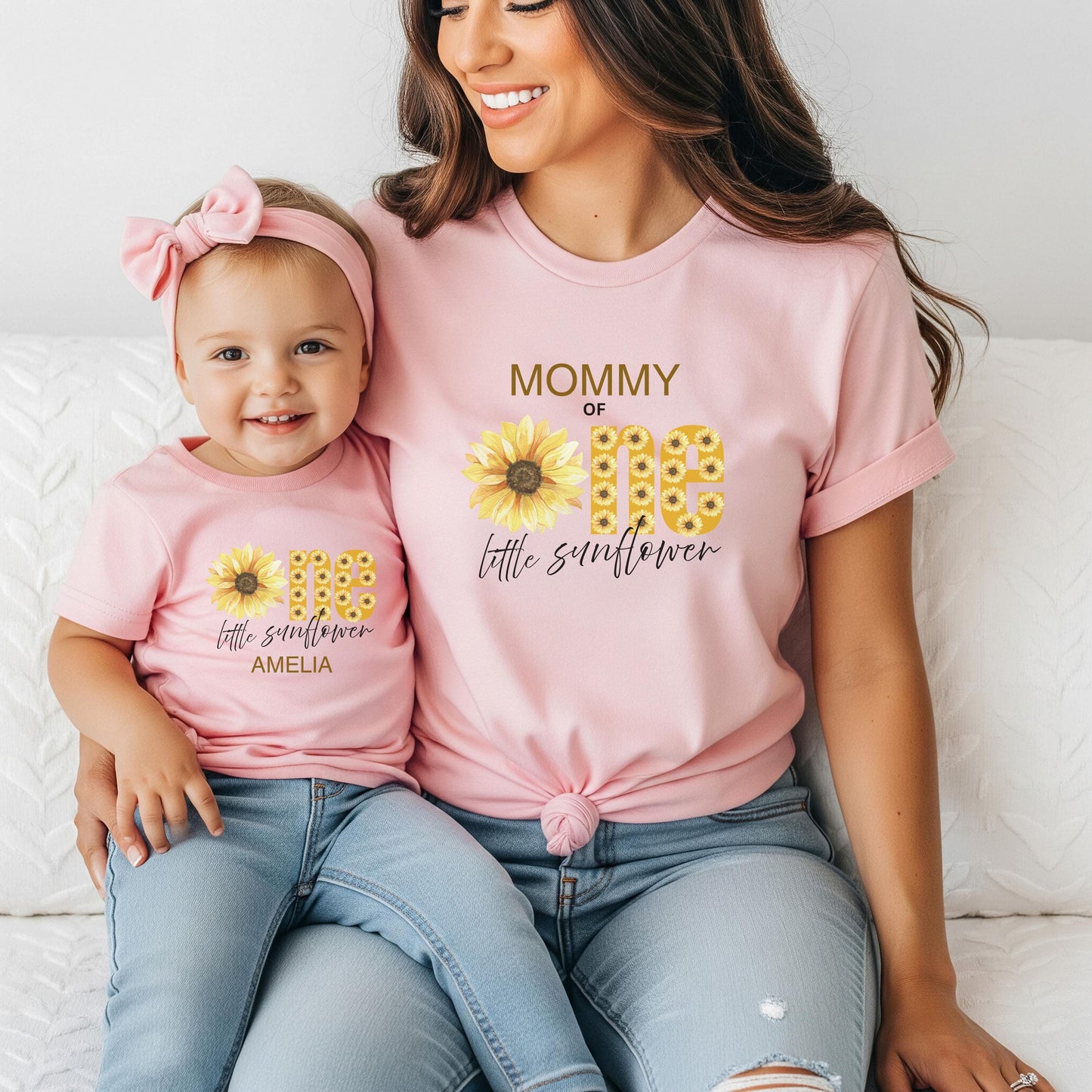 Sunflower First Birthday Family Matching Shirts: Girl 1st Birthday Floral Summer Fall Outfit