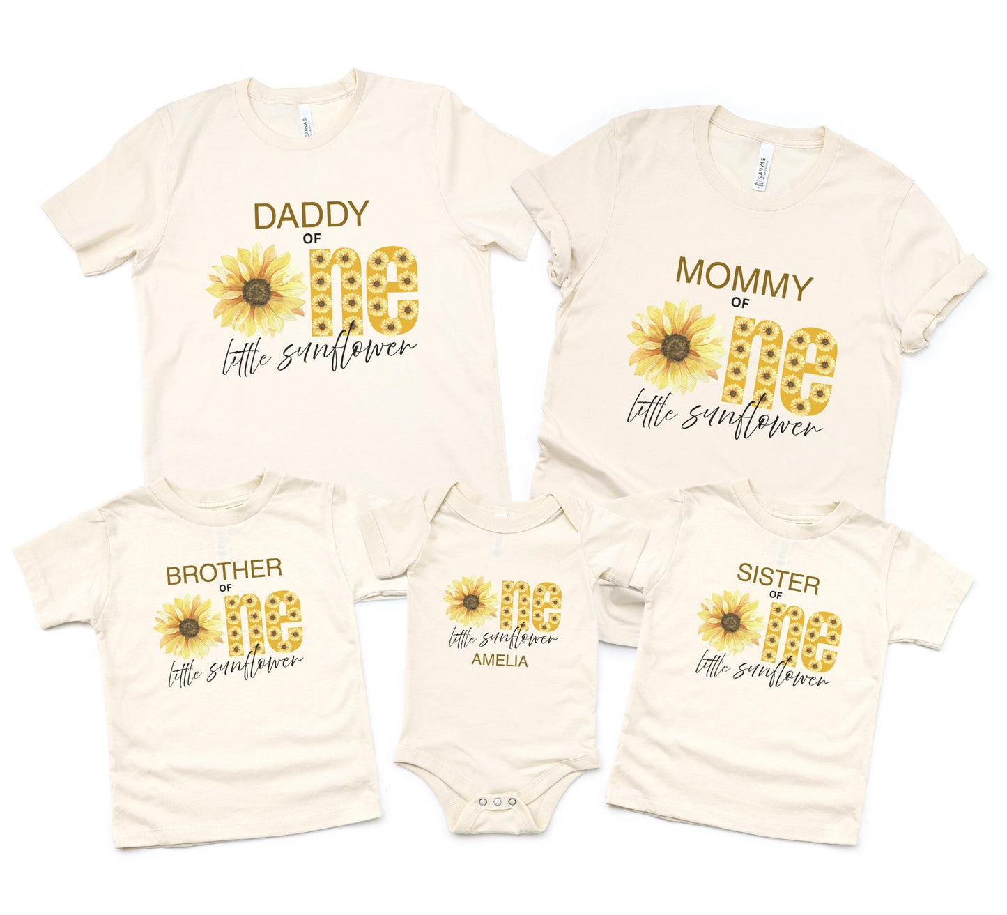 Sunflower First Birthday Family Matching Shirts: Girl 1st Birthday Floral Summer Fall Outfit
