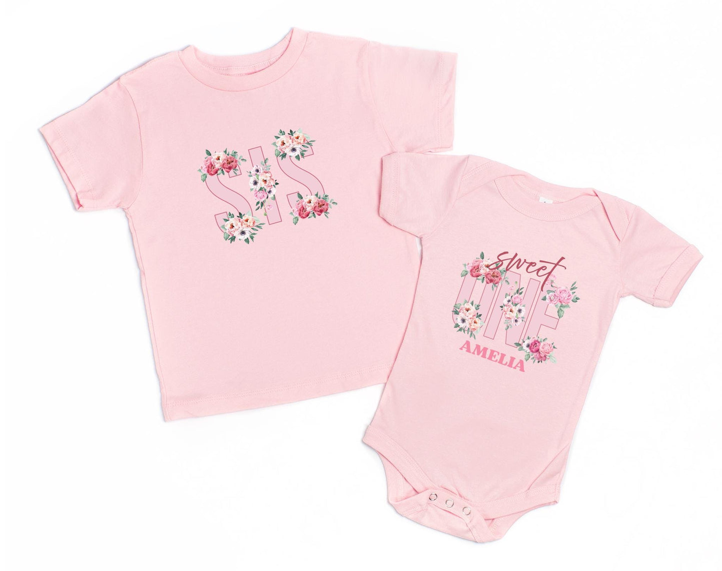 Peony First Birthday Family Matching Shirts: Girl 1st Birthday Floral Spring Summer Outfit