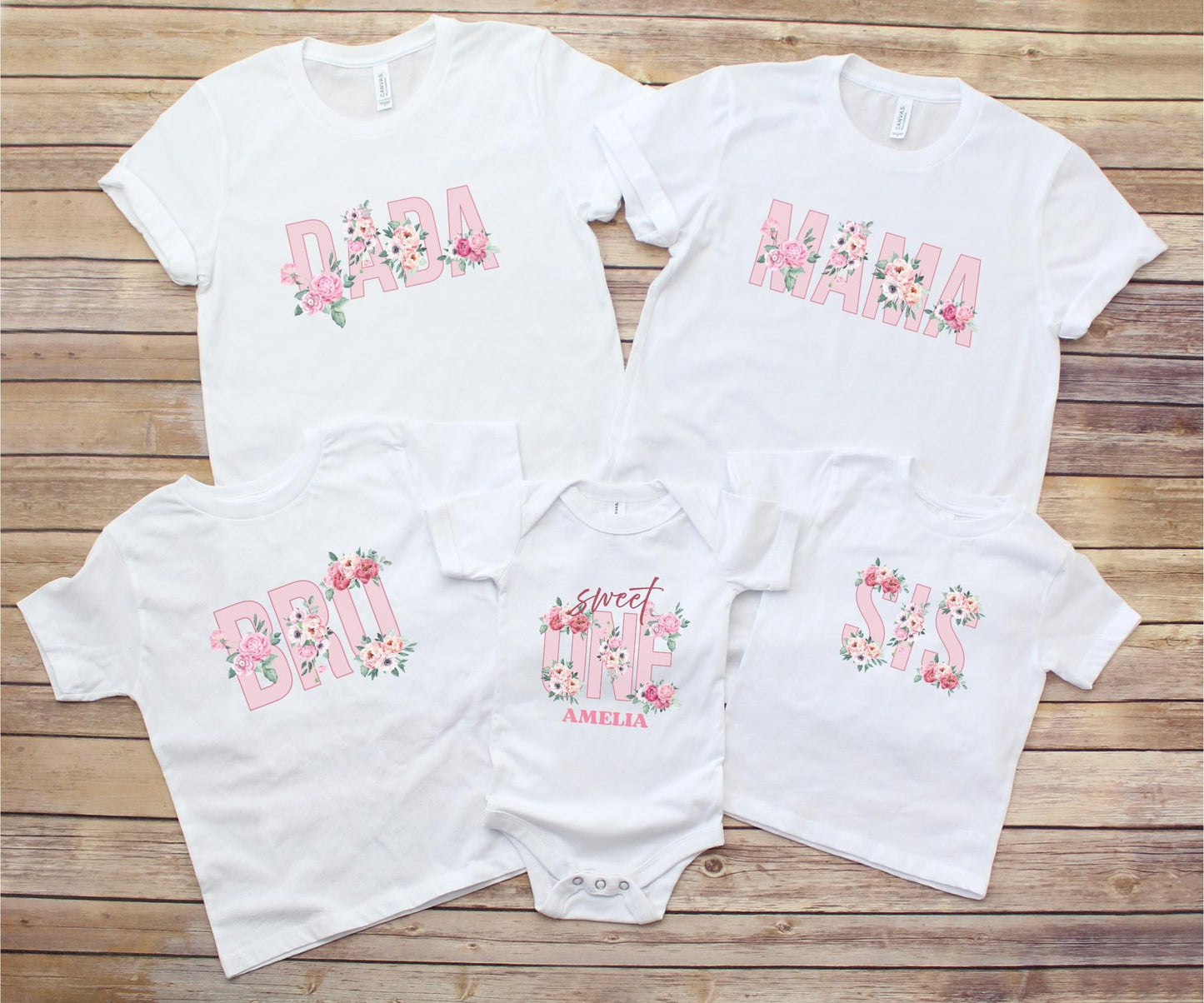 Peony First Birthday Family Matching Shirts: Girl 1st Birthday Floral Spring Summer Outfit