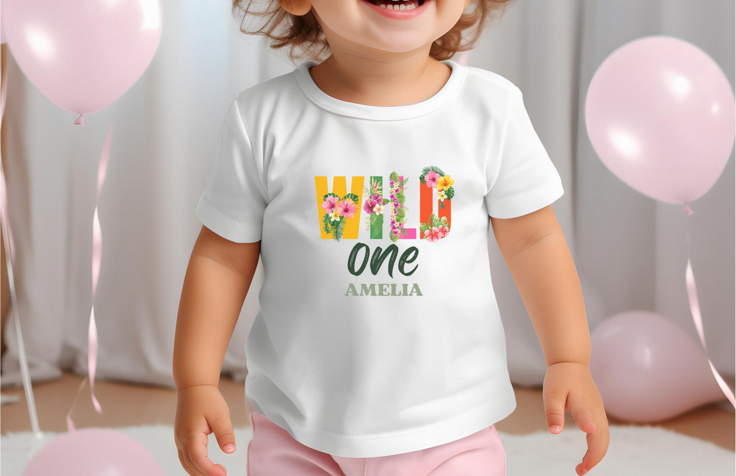 Tropical First Birthday Family Matching Shirts: Luau 1st Birthday Floral Girls Outfit