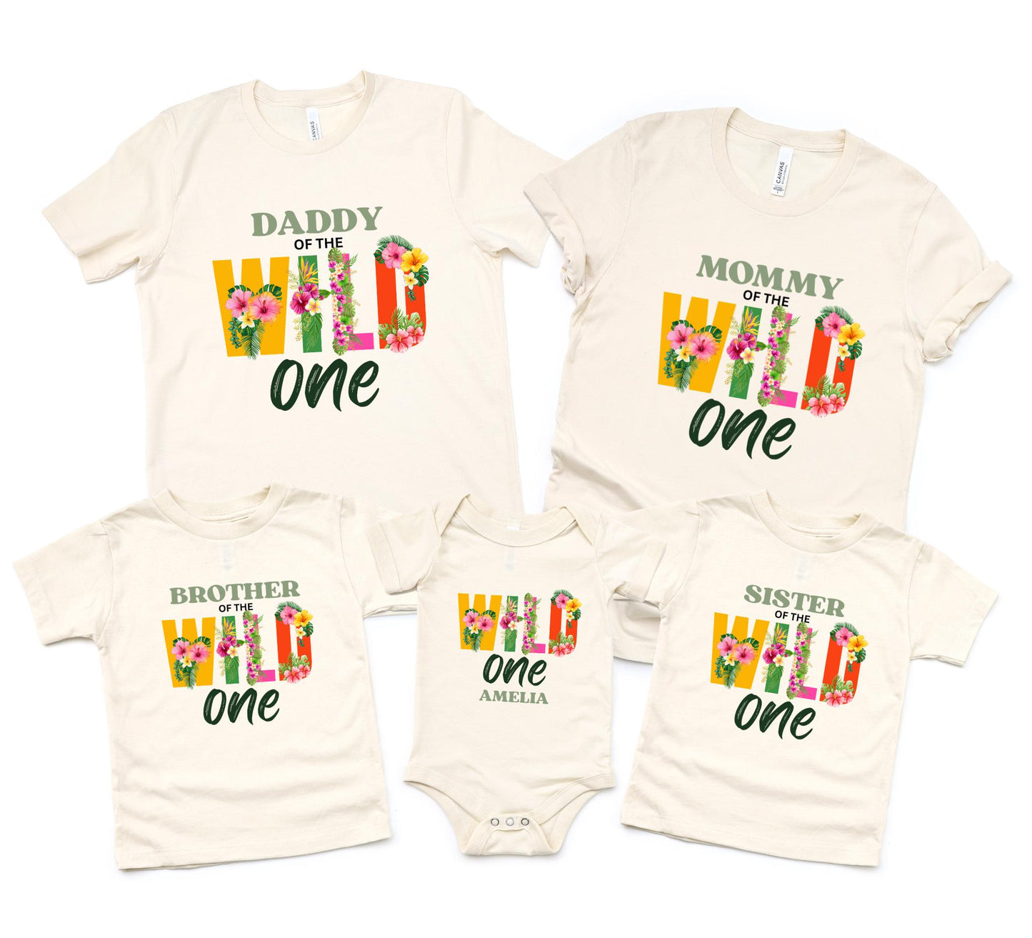 Tropical First Birthday Family Matching Shirts: Luau 1st Birthday Floral Girls Outfit