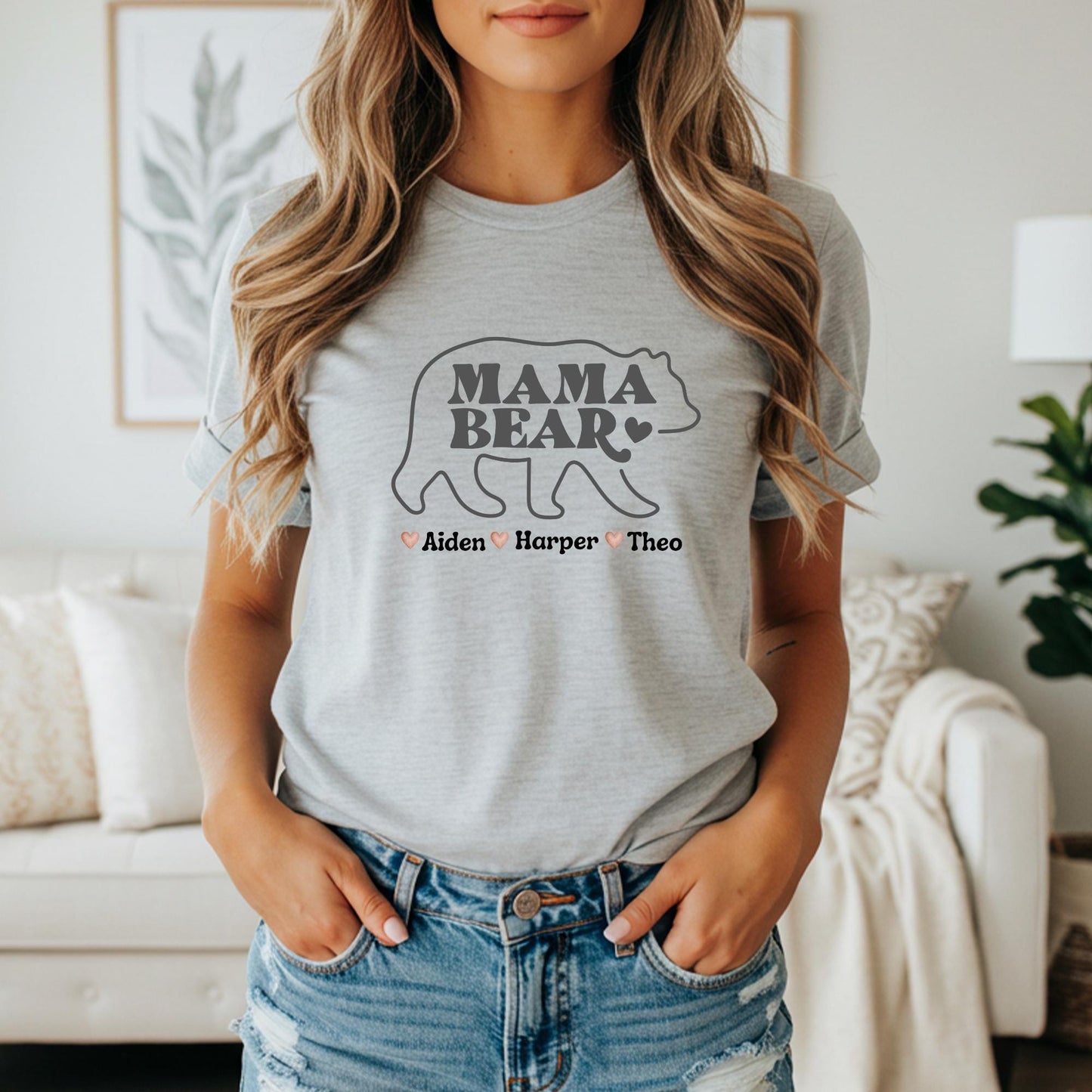Personalized Mama Bear Shirt | Custom Mom Tee With Kids Names | Gift for New Mom | Baby Announcement | Mother's Day Shirt