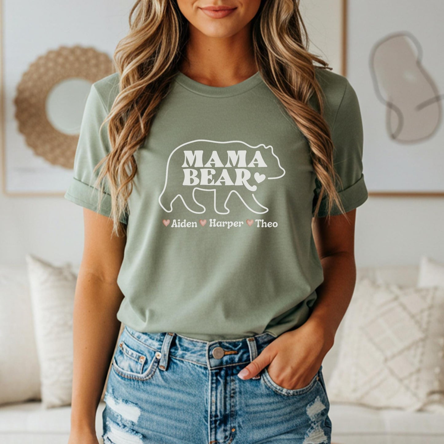 Personalized Mama Bear Shirt | Custom Mom Tee With Kids Names | Gift for New Mom | Baby Announcement | Mother's Day Shirt