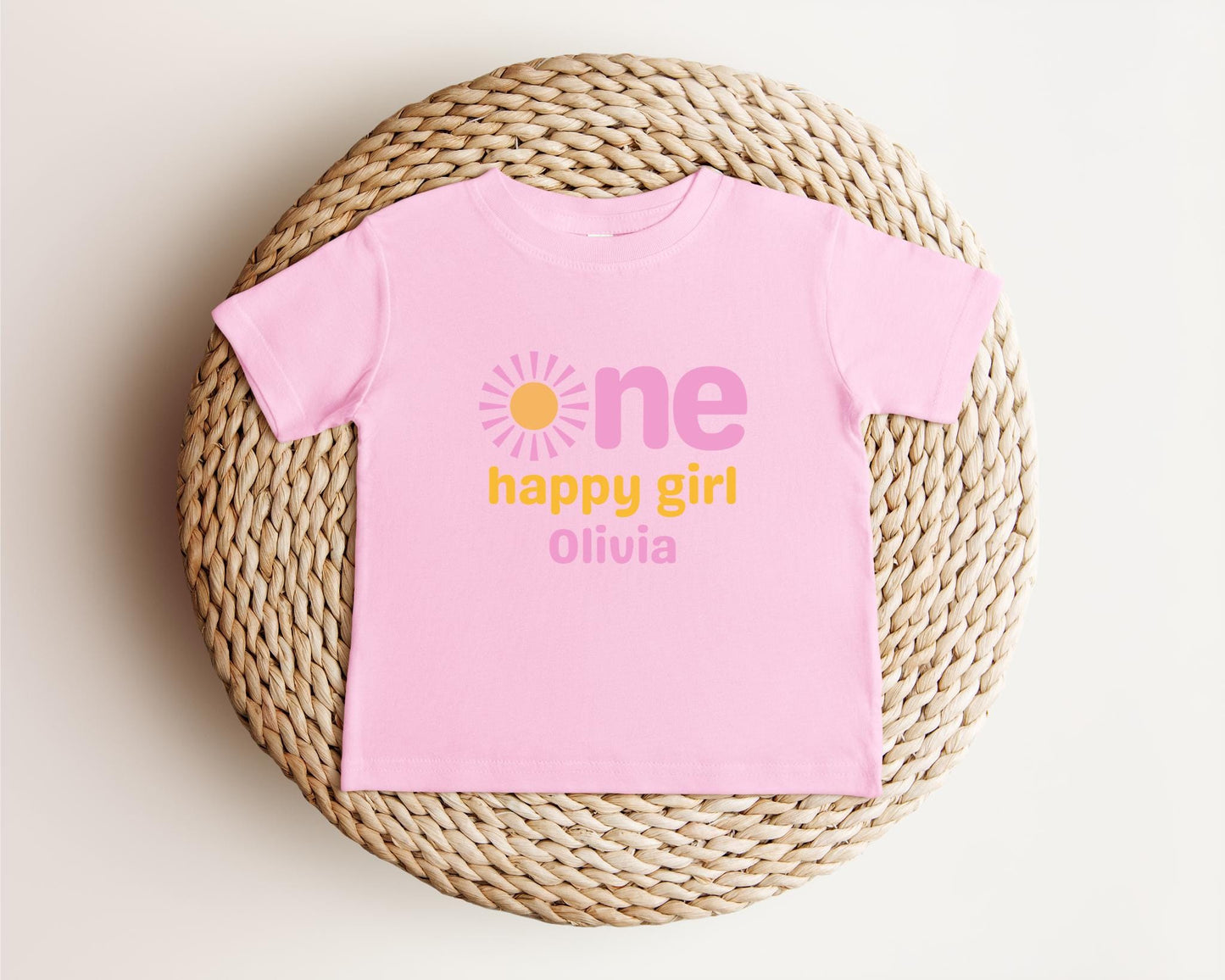 Personalized One Happy Girl First Birthday Shirt | 1st Birthday Shirt for Girl | First Trip Around the Sun Outfit