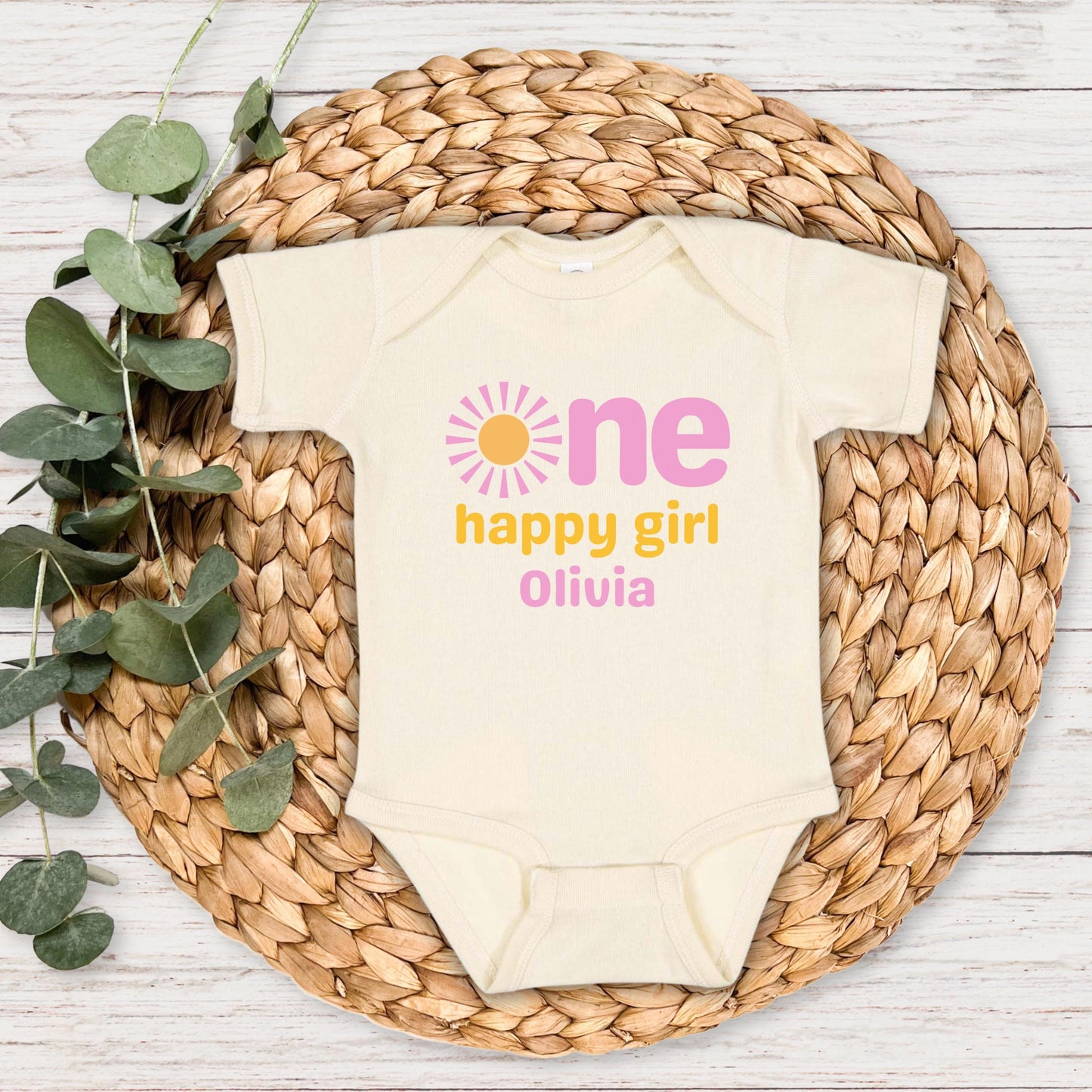 Personalized One Happy Girl First Birthday Shirt | 1st Birthday Shirt for Girl | First Trip Around the Sun Outfit