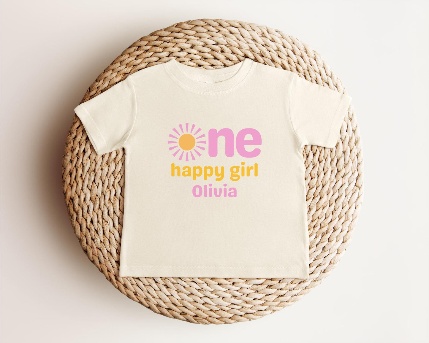 Personalized One Happy Girl First Birthday Shirt | 1st Birthday Shirt for Girl | First Trip Around the Sun Outfit
