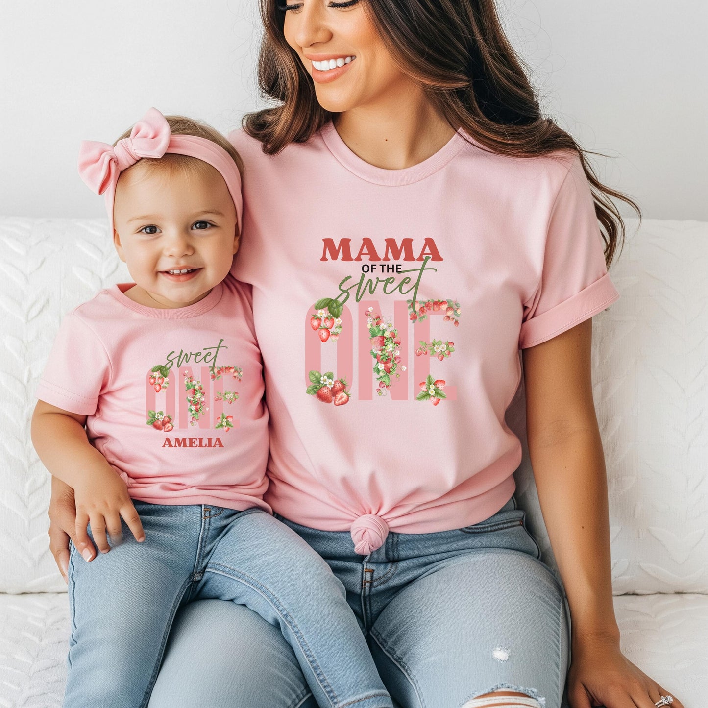 Personalized Strawberry 1st Birthday Shirt: Sweet One Matching Family Party Tee
