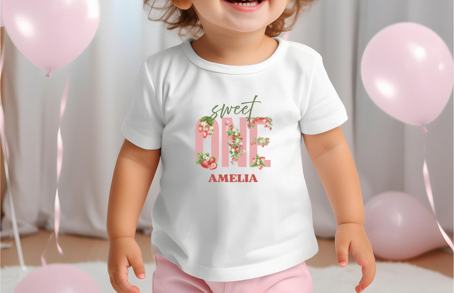 Personalized Strawberry 1st Birthday Shirt: Sweet One Matching Family Party Tee