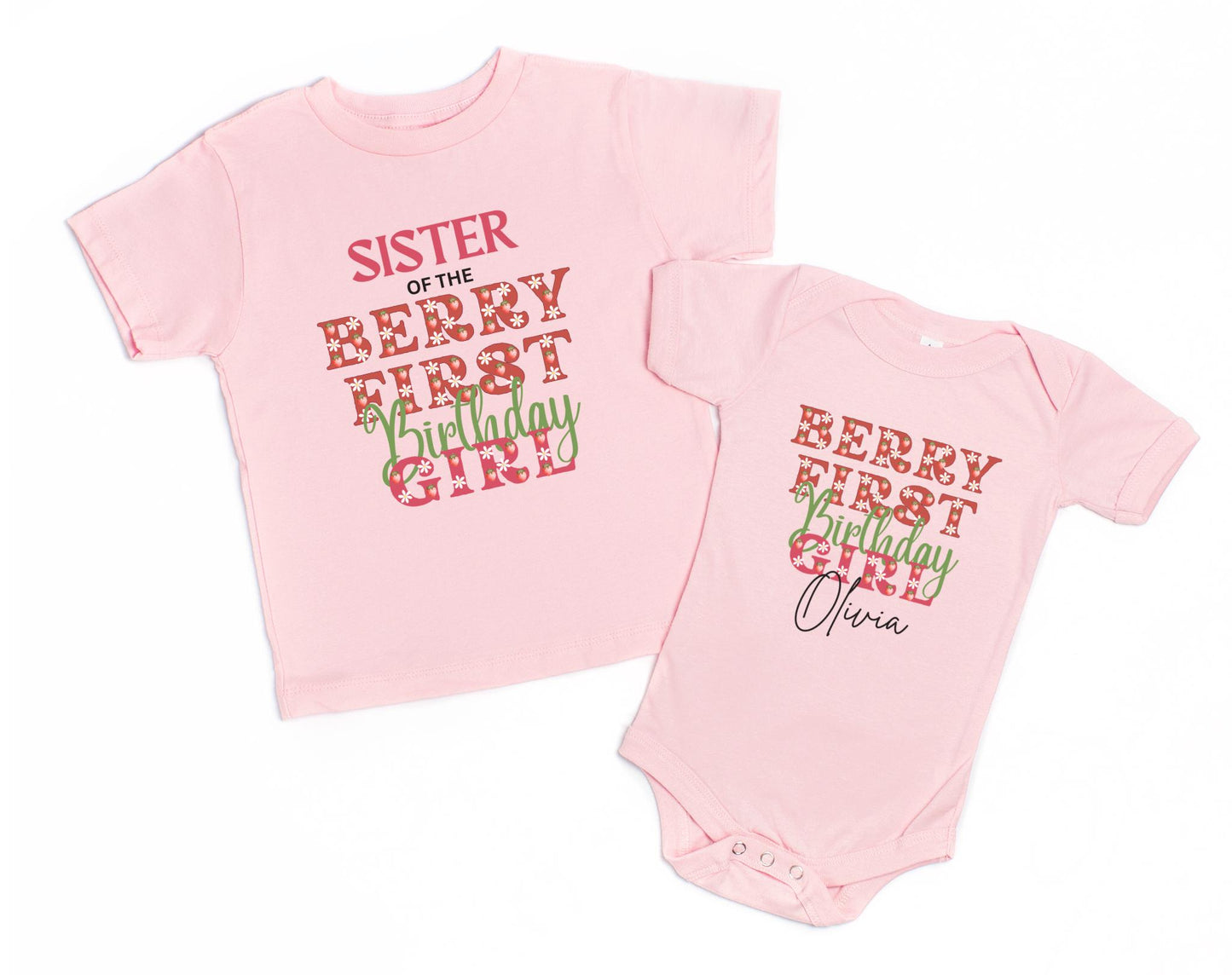 Personalized Strawberry 1st Birthday Shirt: Berry First Matching Family Party Tee