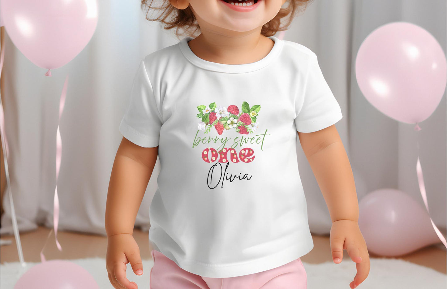 Personalized Strawberry 1st Birthday Shirt: Berry Sweet One Matching Family Party Tee