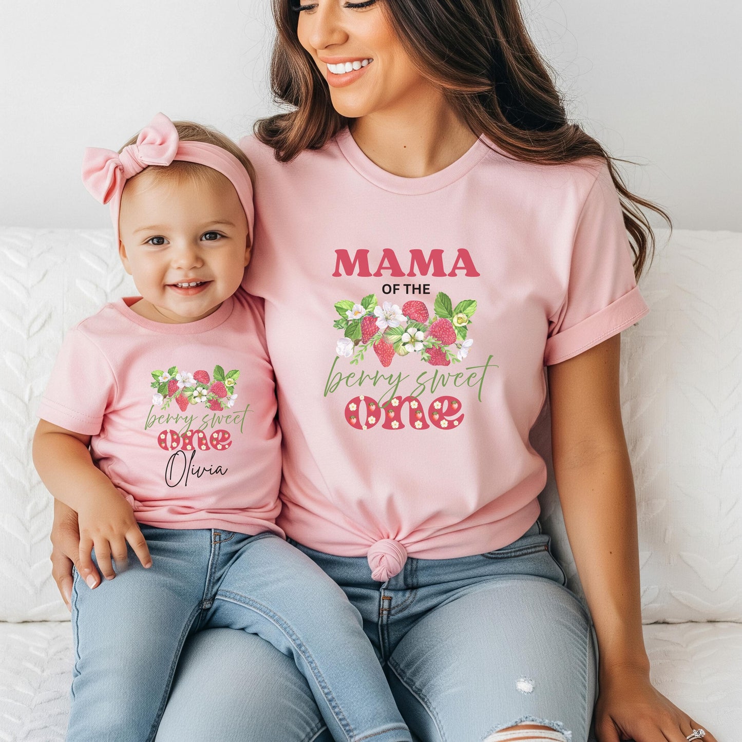 Personalized Strawberry 1st Birthday Shirt: Berry Sweet One Matching Family Party Tee