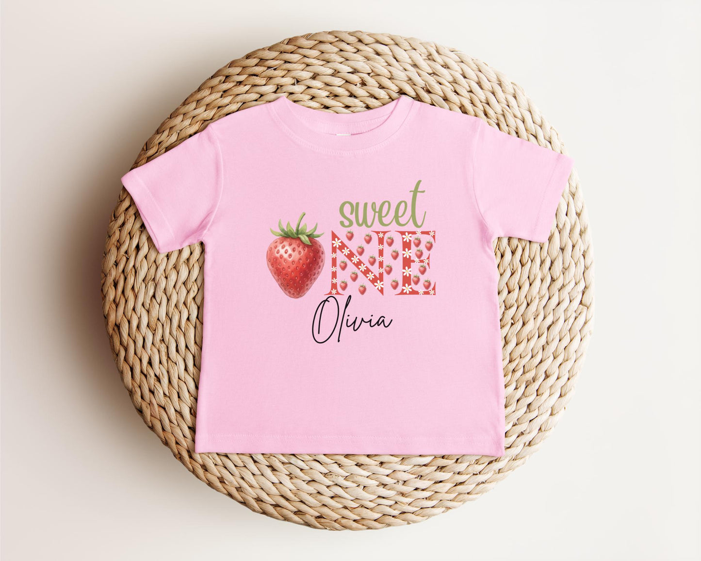 Personalized Sweet One Strawberry First Birthday Shirt: Fruit Themed 1st Birthday Outfit