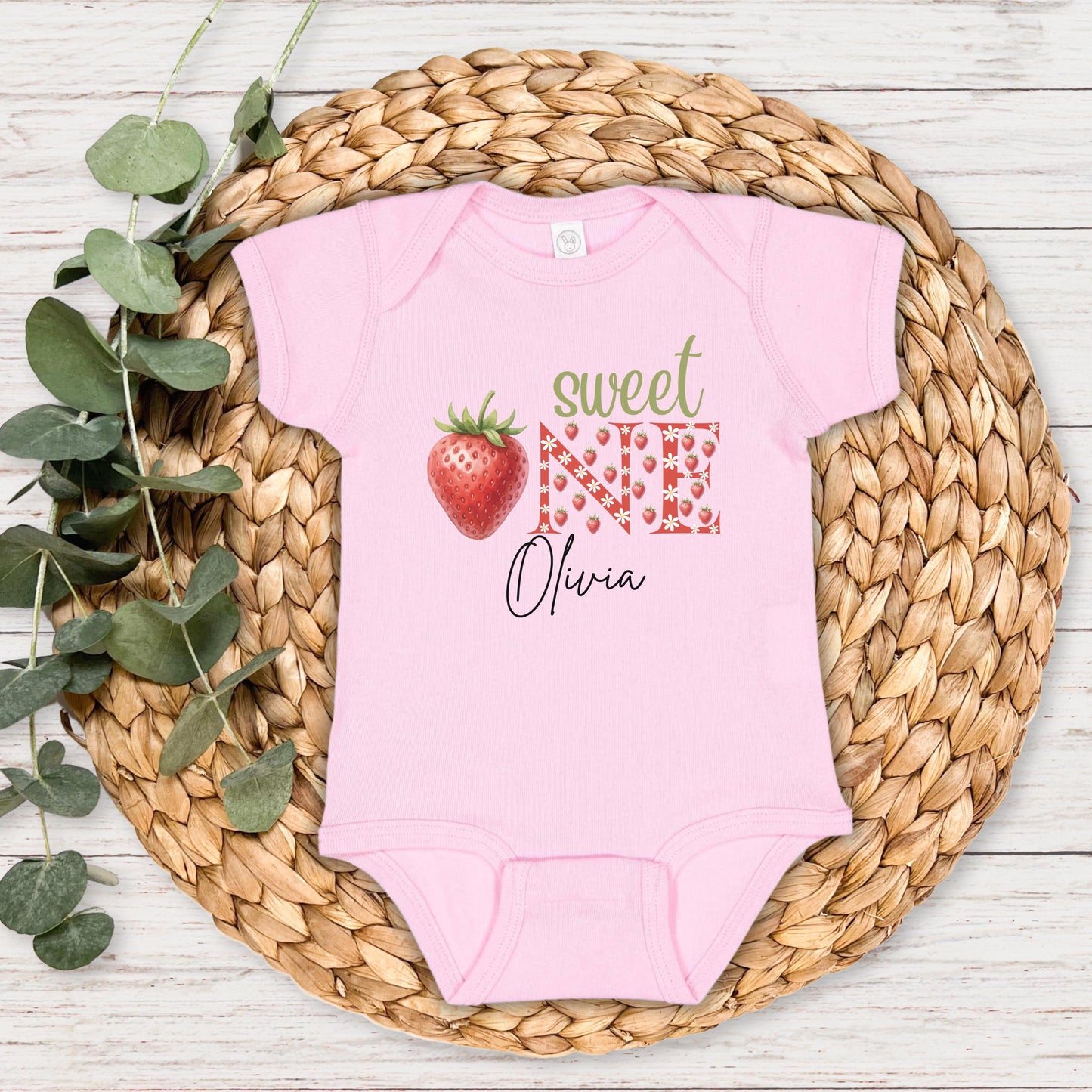 Personalized Sweet One Strawberry First Birthday Shirt: Fruit Themed 1st Birthday Outfit
