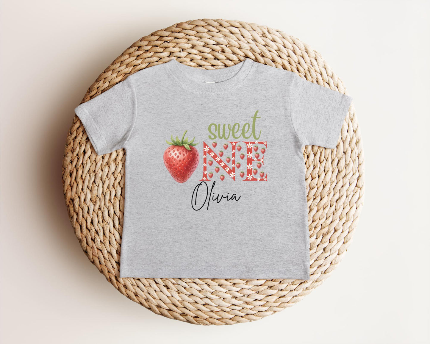 Personalized Sweet One Strawberry First Birthday Shirt: Fruit Themed 1st Birthday Outfit