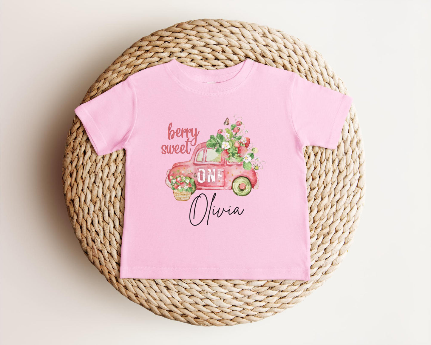 Personalized Berry Sweet One Strawberry First Birthday Shirt: Fruit Themed 1st Birthday Outfit