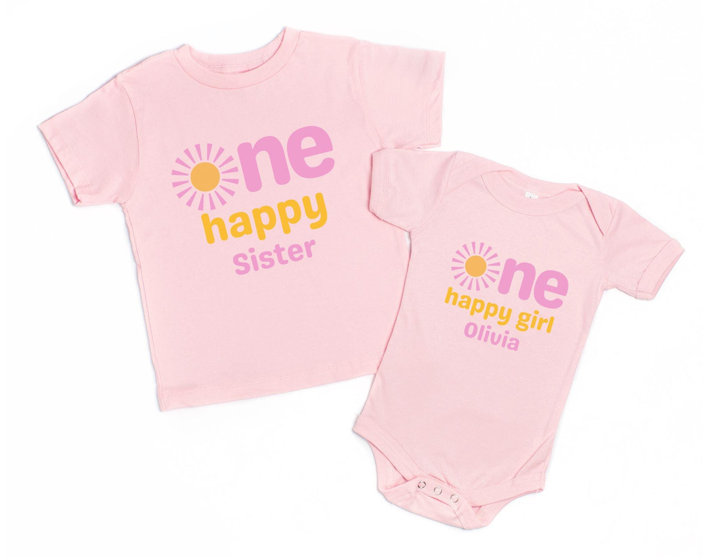 Custom One Happy Girl Matching Family Shirt | 1st Birthday Tshirt | Personalized First Trip Around the Sun Outfit | Sunshine Birthday