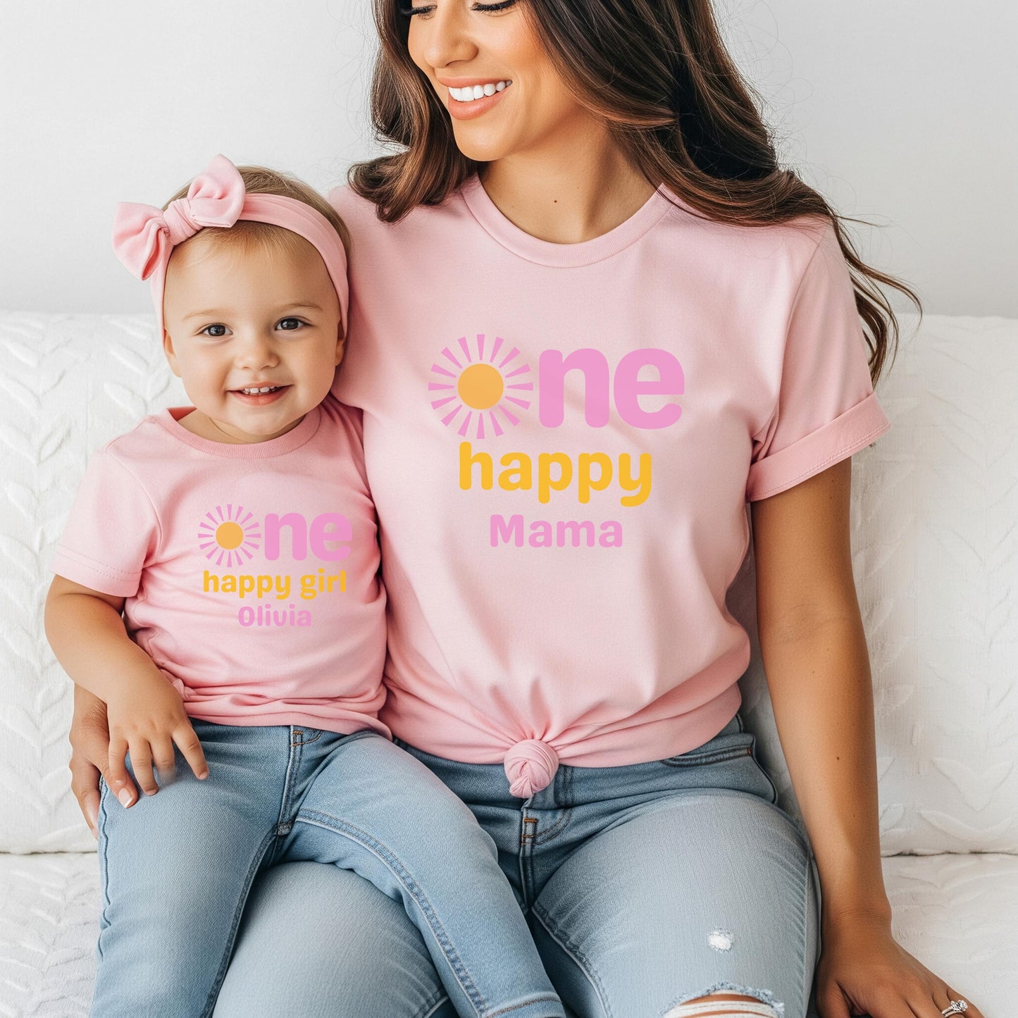 Custom One Happy Girl Matching Family Shirt | 1st Birthday Tshirt | Personalized First Trip Around the Sun Outfit | Sunshine Birthday