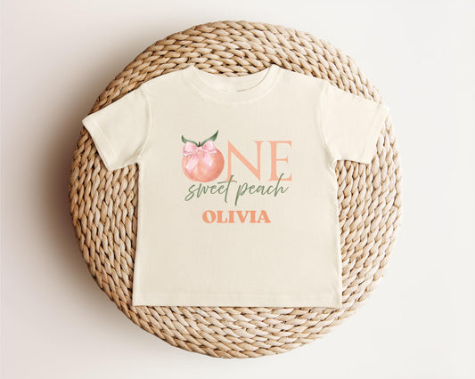 One Sweet Peach First Birthday Shirt: Fruit Themed 1st Birthday Party Outfit