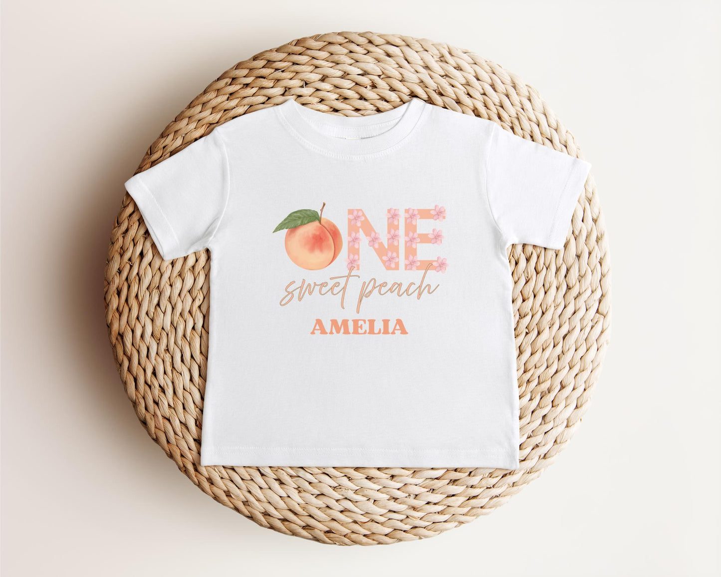 One Sweet Peach First Birthday Shirt: Fruit Themed 1st Birthday Party Outfit