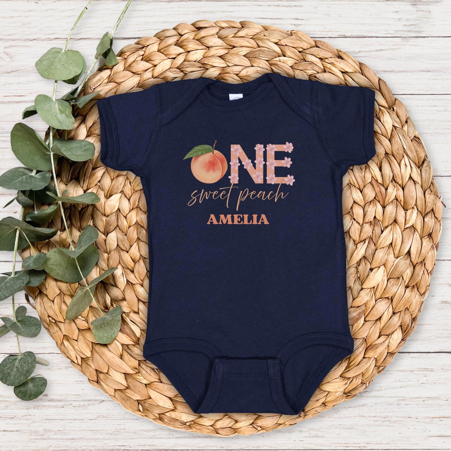 One Sweet Peach First Birthday Shirt: Fruit Themed 1st Birthday Party Outfit