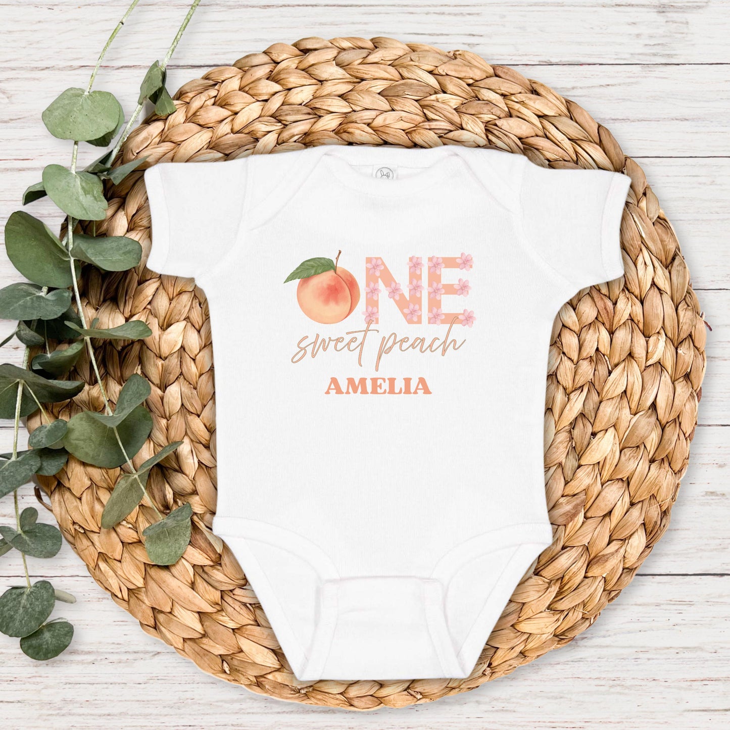 One Sweet Peach First Birthday Shirt: Fruit Themed 1st Birthday Party Outfit