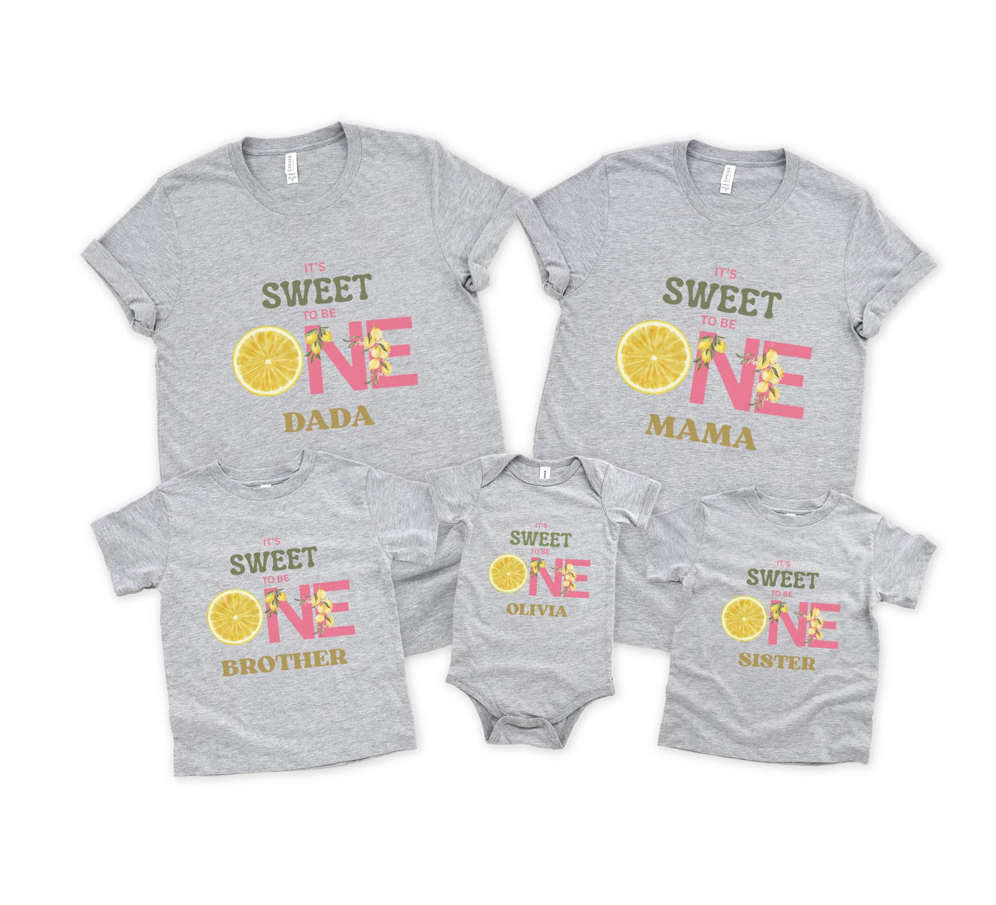 Personalized Lemon First Birthday Matching Family Shirts: Sweet One 1st Birthday Citrus Themed Party Outfit