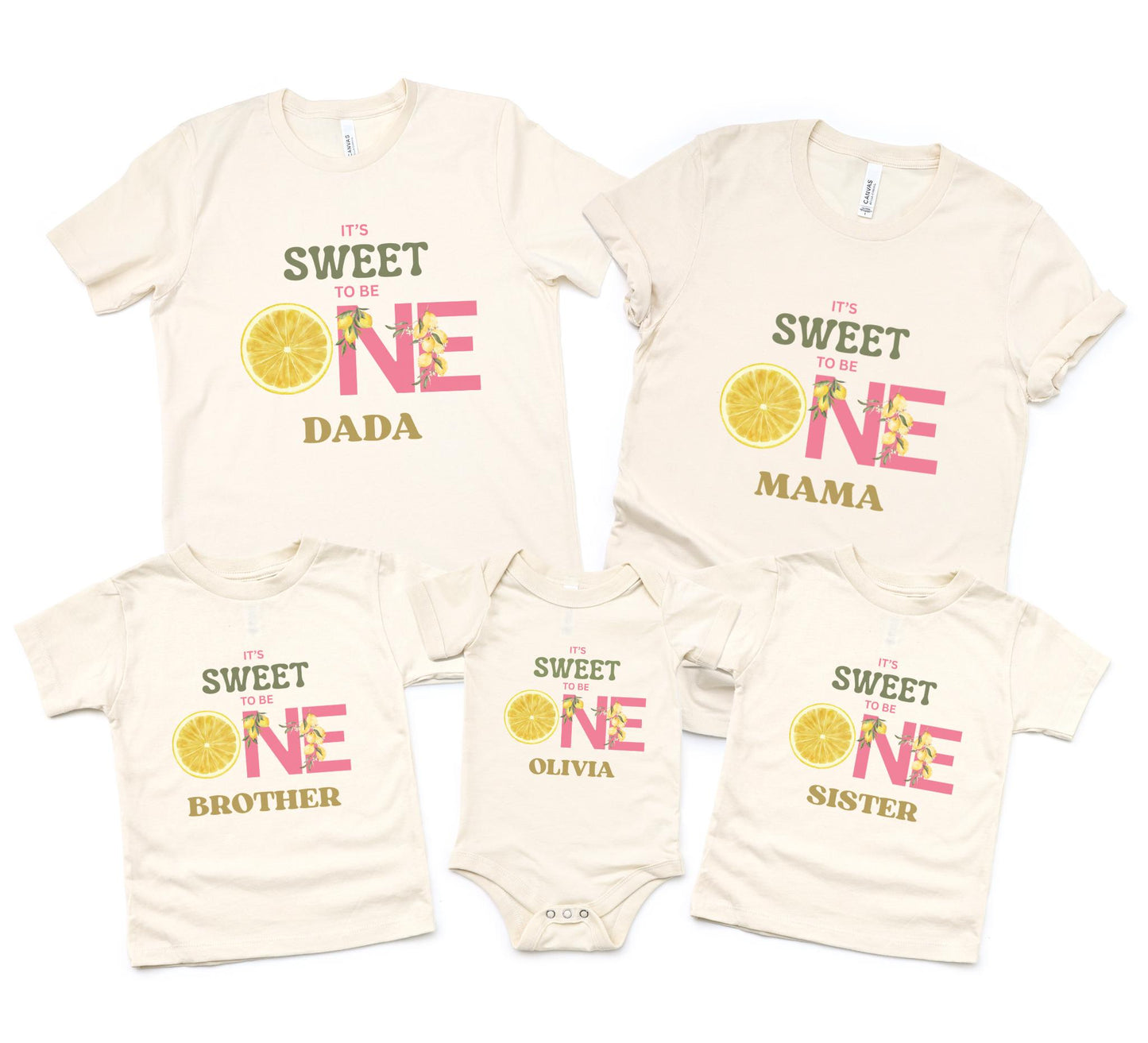 Personalized Lemon First Birthday Matching Family Shirts: Sweet One 1st Birthday Citrus Themed Party Outfit