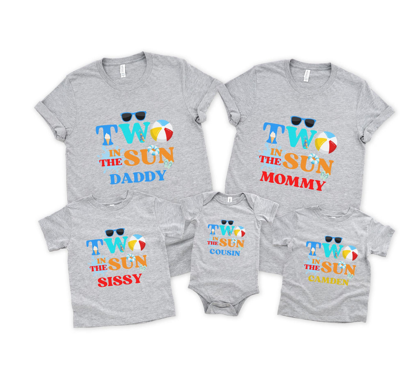 Two In The Sun Pool Party Theme Matching Family Birthday Shirts | 2nd Birthday Outfit for Girl or Boy | Summer Swimming Pool Second Birthday