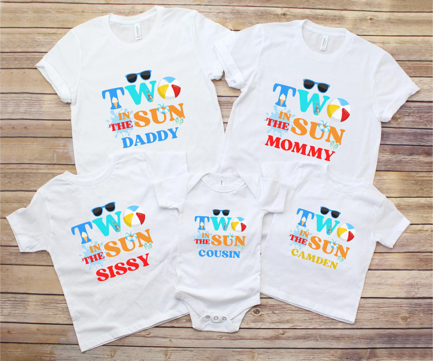 Two In The Sun Pool Party Theme Matching Family Birthday Shirts | 2nd Birthday Outfit for Girl or Boy | Summer Swimming Pool Second Birthday