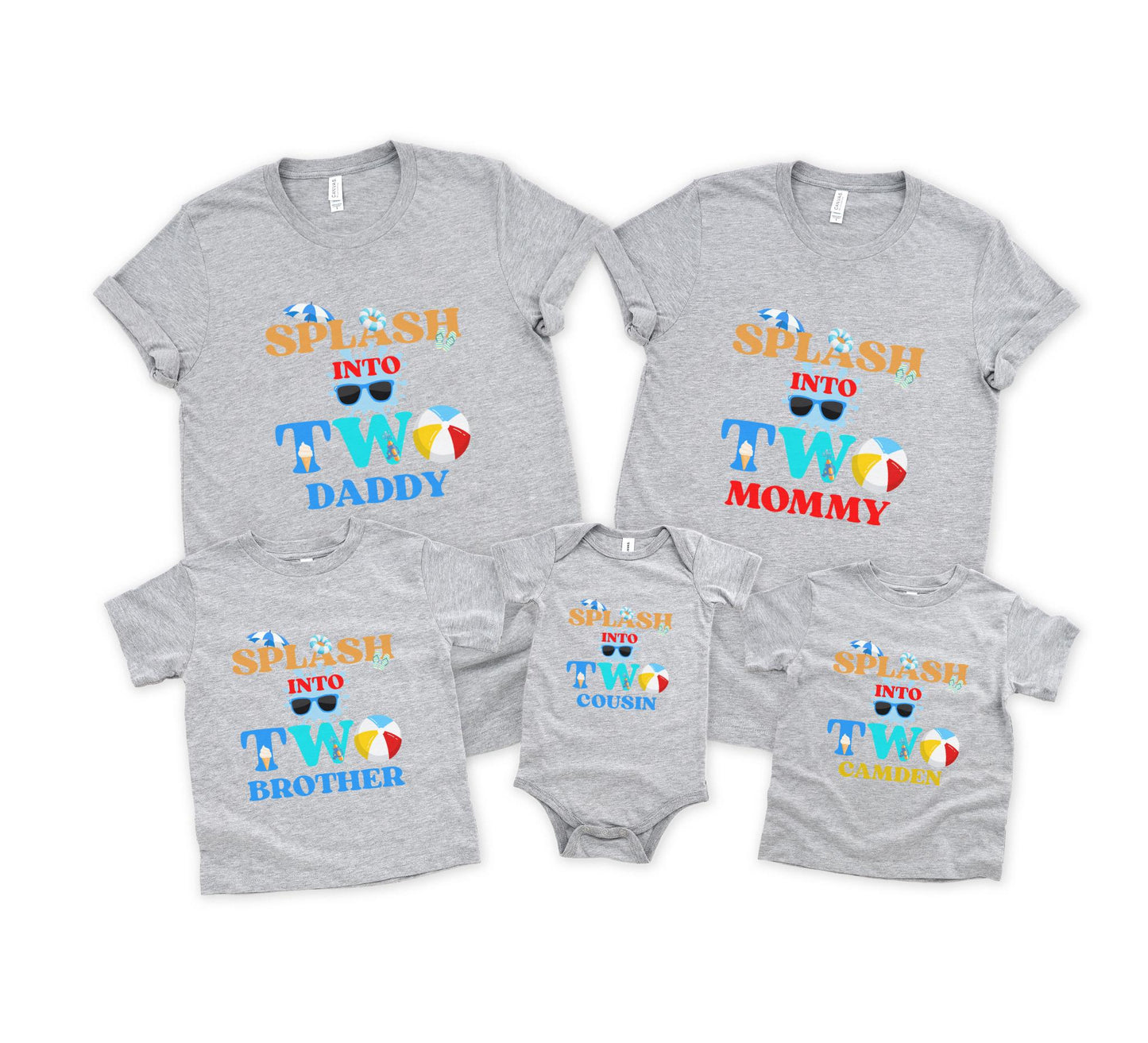 Splash Into Two Pool Party Theme Matching Family Birthday Shirts | 2nd Birthday Outfit | Summer Swimming Pad Second Birthday