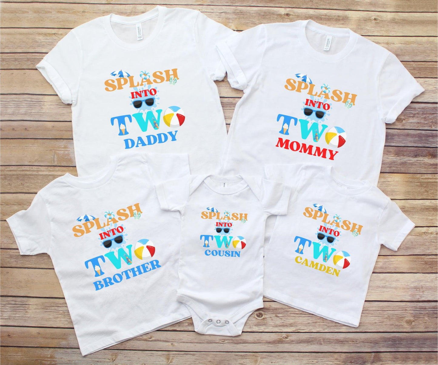 Splash Into Two Pool Party Theme Matching Family Birthday Shirts | 2nd Birthday Outfit | Summer Swimming Pad Second Birthday