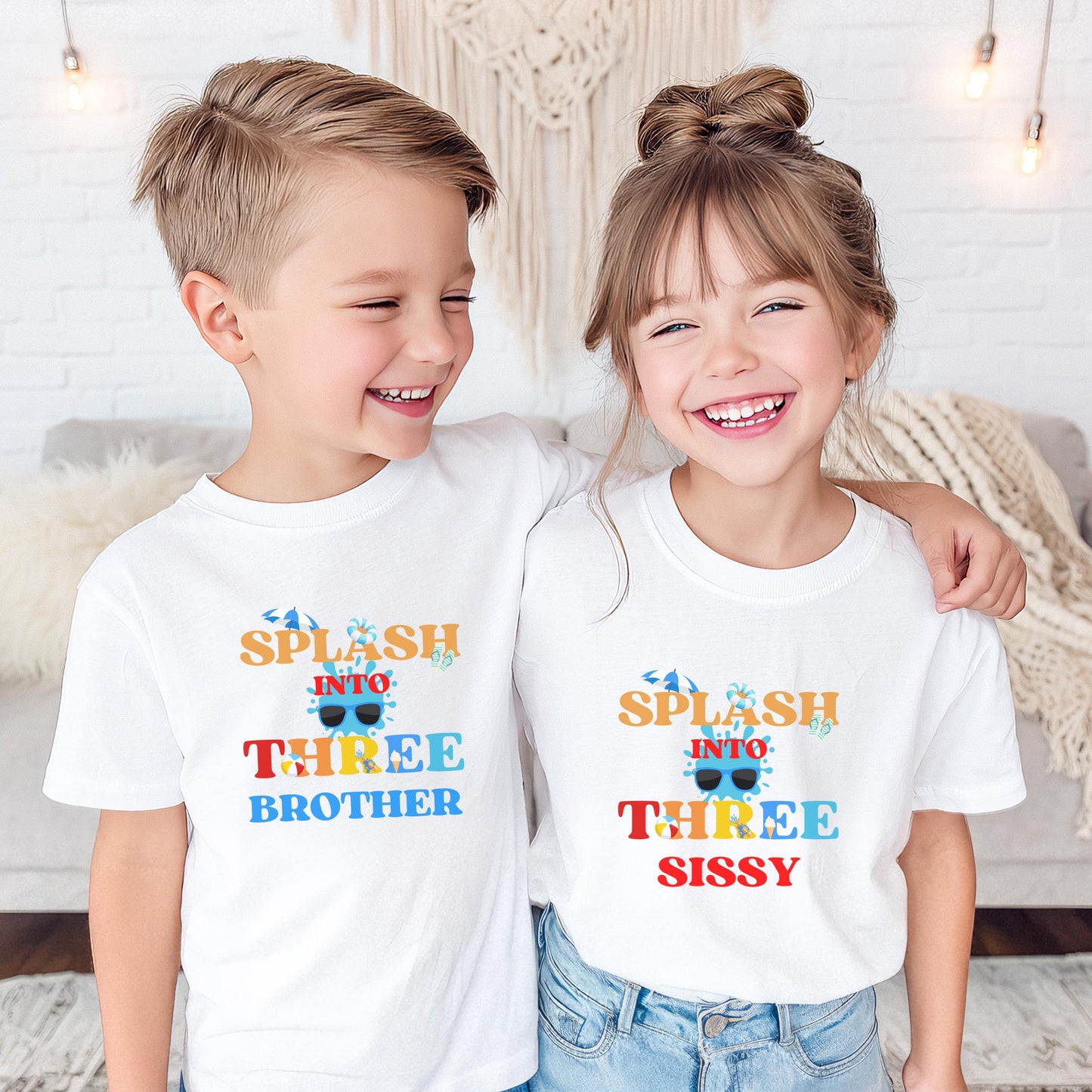 Splash Into Three Pool Party Theme Matching Family Birthday Shirts | 3rd Birthday Outfit for Girl or Boy | Summer Swimming Third Birthday