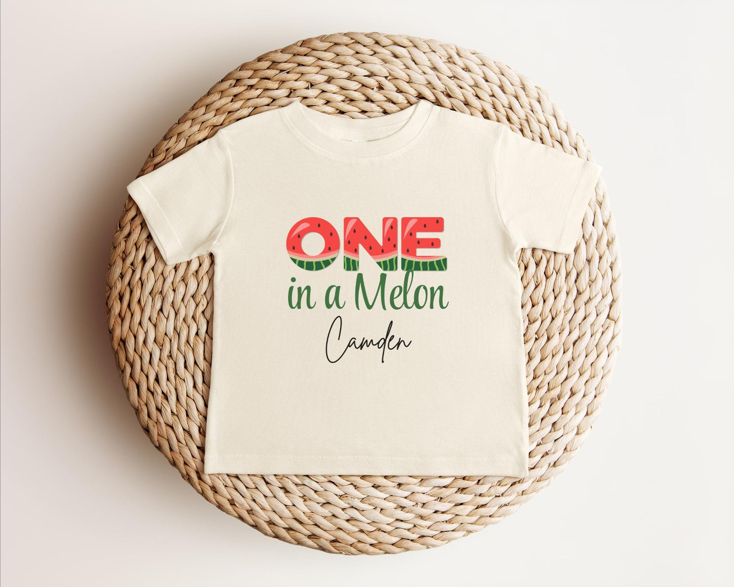 One in a Melon First Birthday Shirt: Watermelon Themed Girl's 1st Summer Birthday Party Outfit