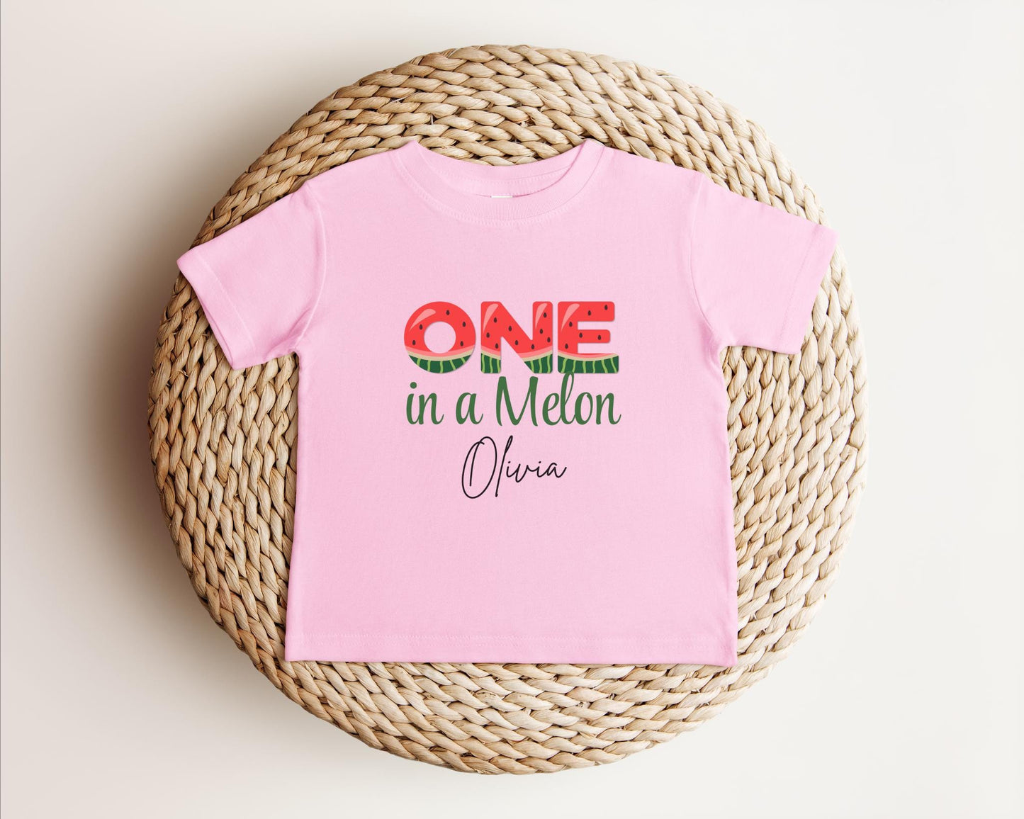 One in a Melon First Birthday Shirt: Watermelon Themed Girl's 1st Summer Birthday Party Outfit