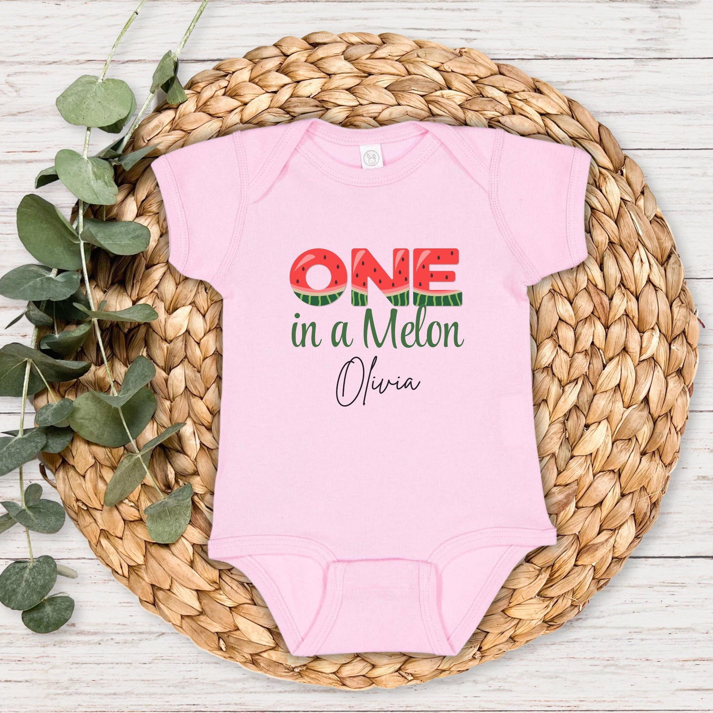 One in a Melon First Birthday Shirt: Watermelon Themed Girl's 1st Summer Birthday Party Outfit