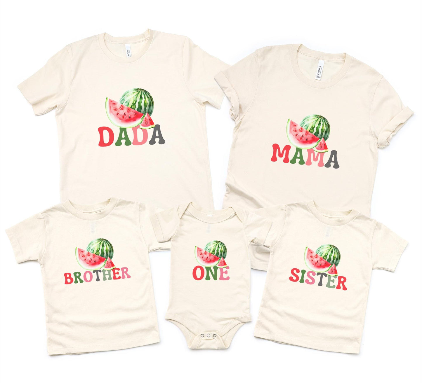 Personalized One in a Melon First Birthday Family Matching Shirts: Watermelon Themed Girl's 1st Summer Birthday Party Outfit