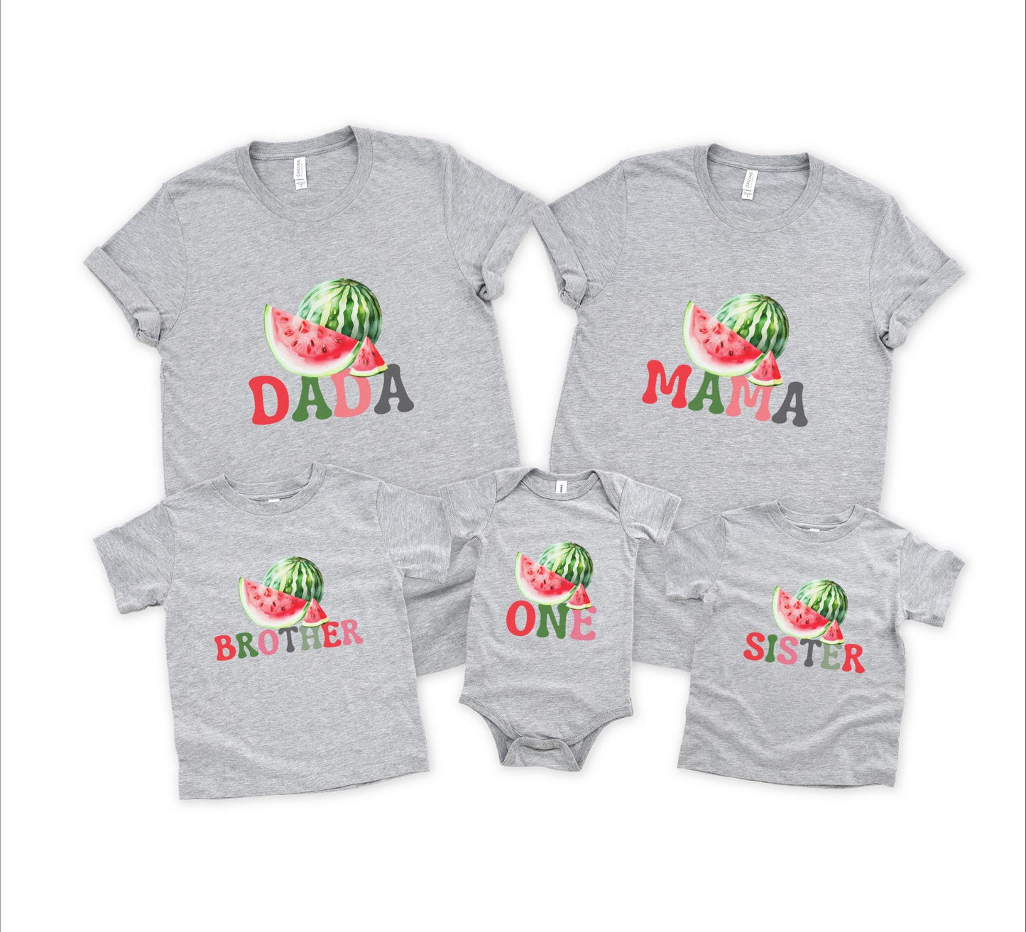 Personalized One in a Melon First Birthday Family Matching Shirts: Watermelon Themed Girl's 1st Summer Birthday Party Outfit