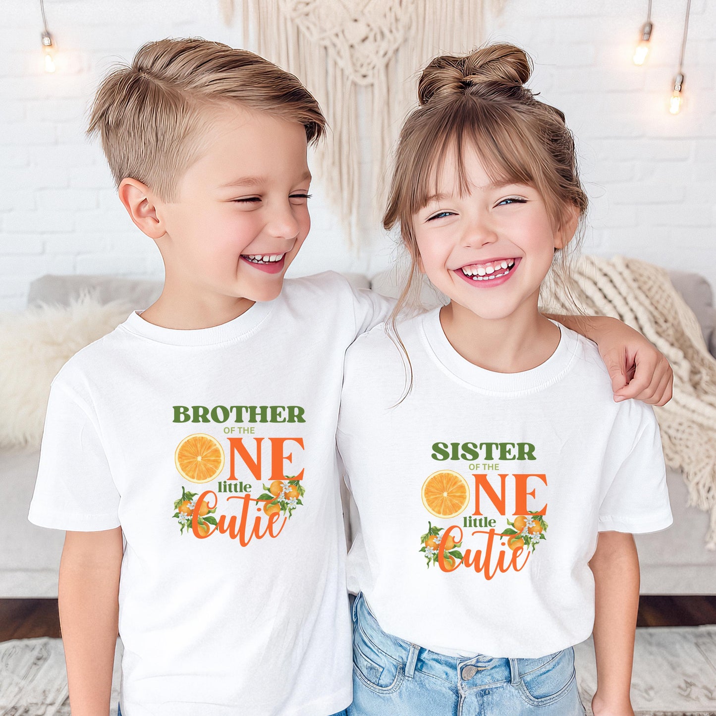 Personalized One Little Cutie Orange Clementine First Birthday Family Matching Shirts: Citrus 1st Birthday Party Outfit
