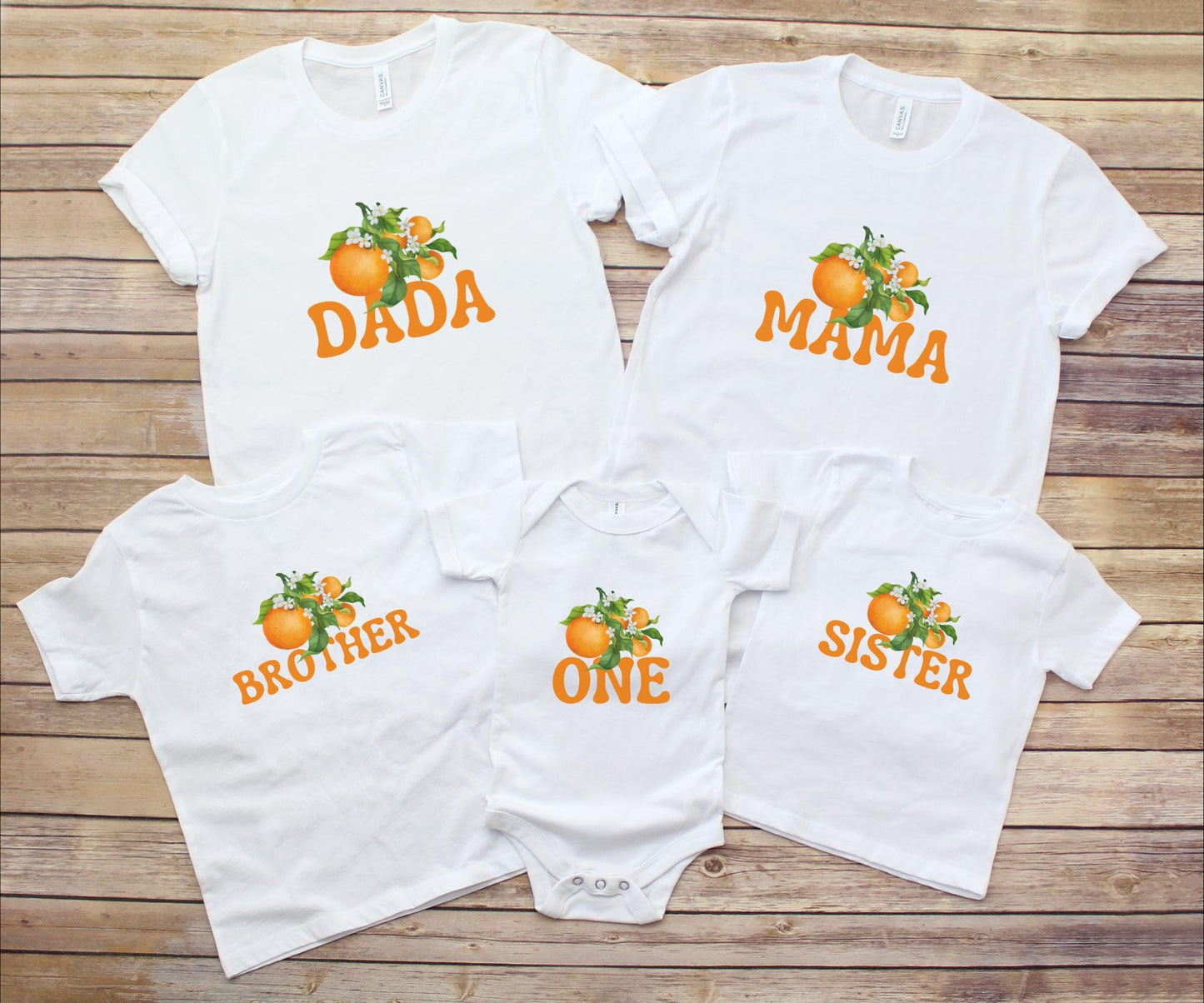 Personalized Orange Clementine Themed First Birthday Family Matching Shirts: Citrus 1st Birthday Party Outfit