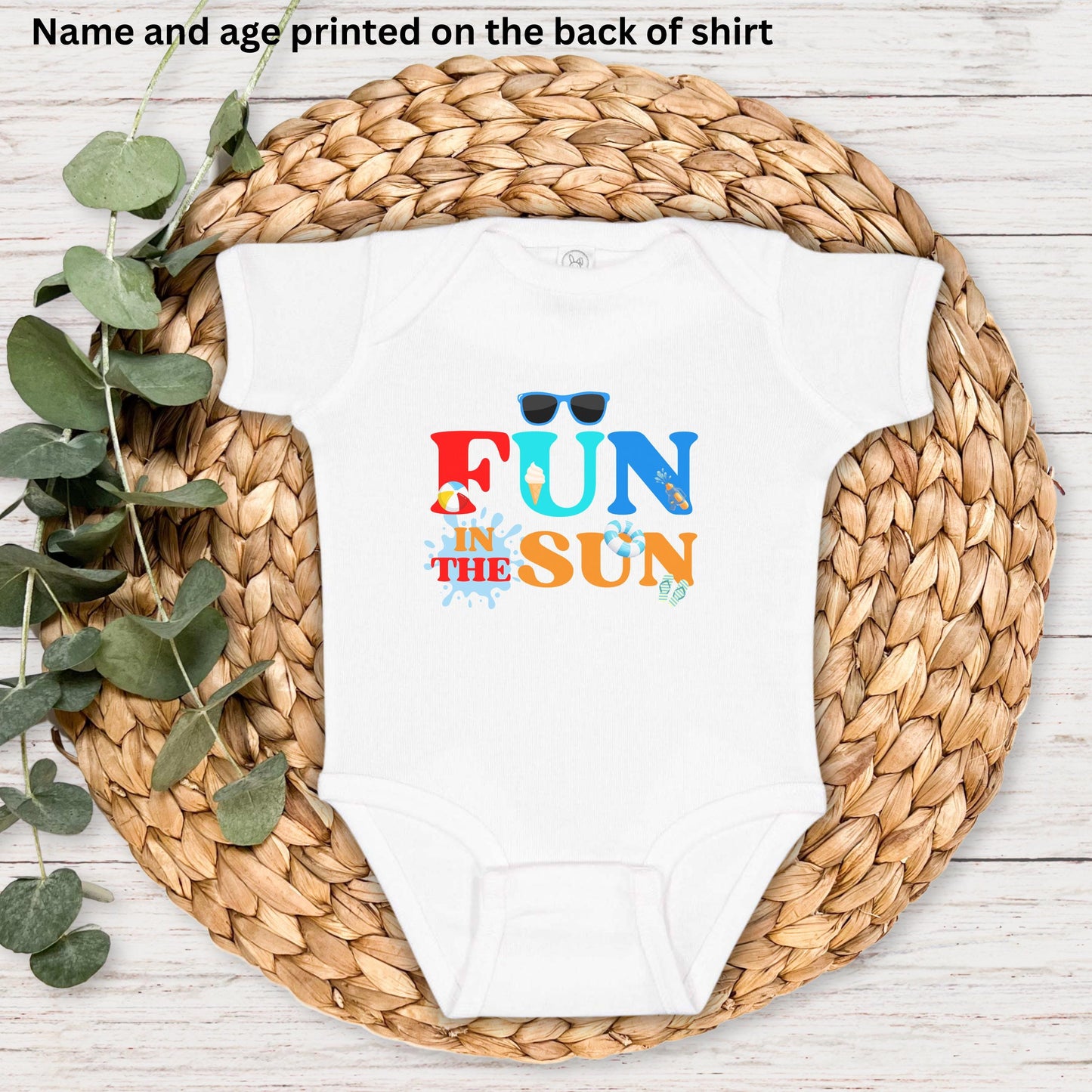 Fun in the Sun  Birthday Shirt: Boys Summer Birthday Beach Pool Party Outfit