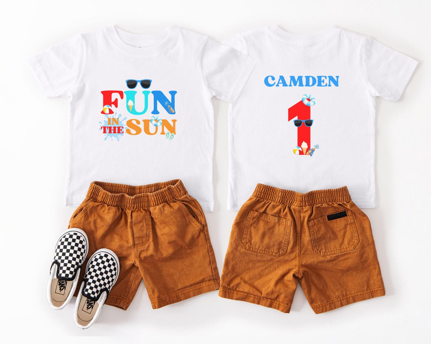 Fun in the Sun  Birthday Shirt: Boys Summer Birthday Beach Pool Party Outfit
