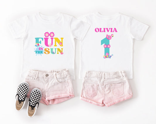 Fun in the Sun  Birthday Shirt: Girls Summer Birthday Beach Pool Party Outfit