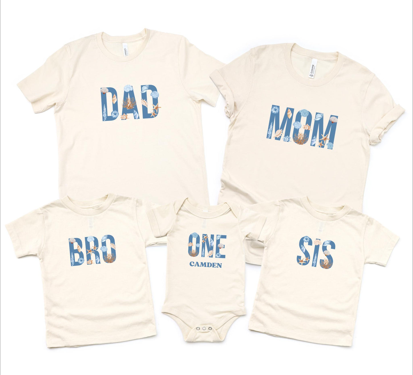 Coastal First Birthday Family Matching Shirts: Boy's Summer 1st Birthday Seashell Starfish Tee