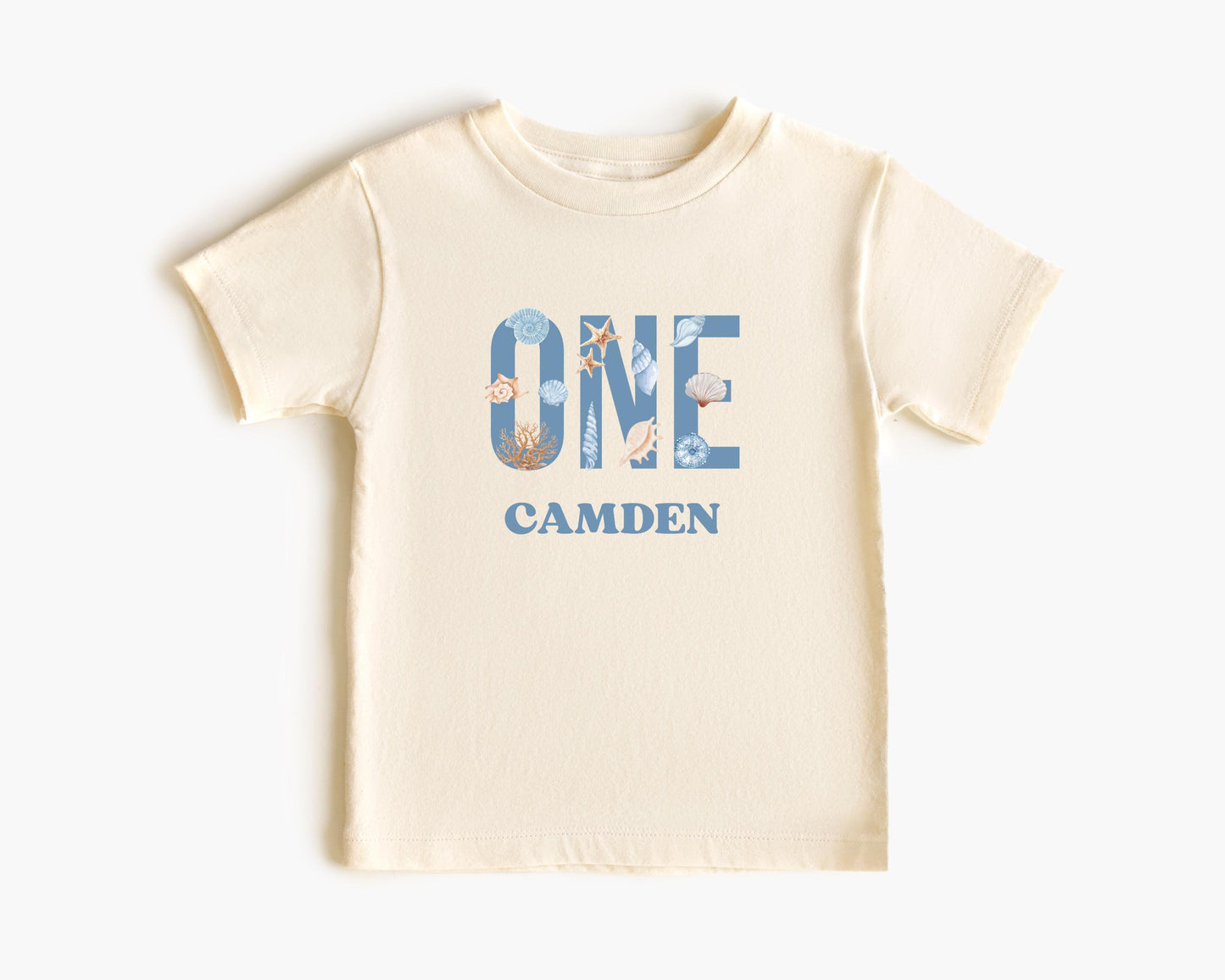 Coastal First Birthday Family Matching Shirts: Boy's Summer 1st Birthday Seashell Starfish Tee