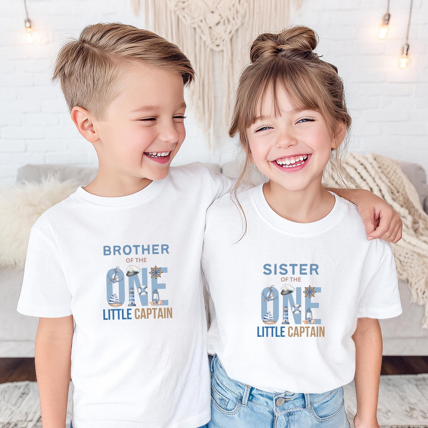 Nautical Sailing First Birthday Family Matching Shirts: One Little Captain 1st Birthday Party Outfits