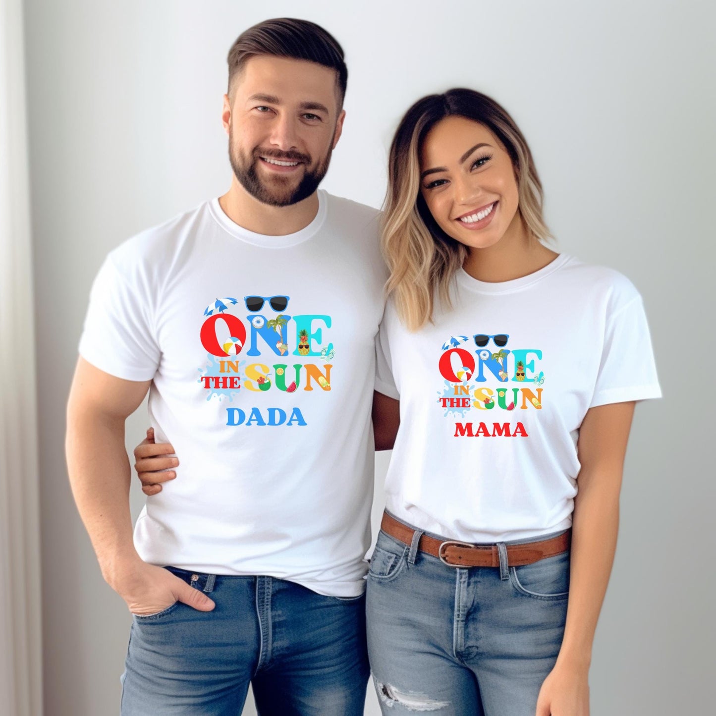 One in the Sun First Birthday Family Matching Shirts: Tropical Summer 1st Birthday Beach Pool Party Outfit
